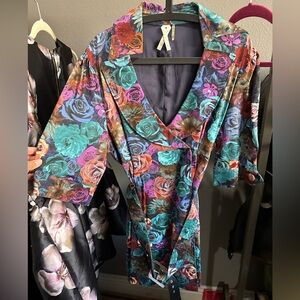 Long floral pea coat